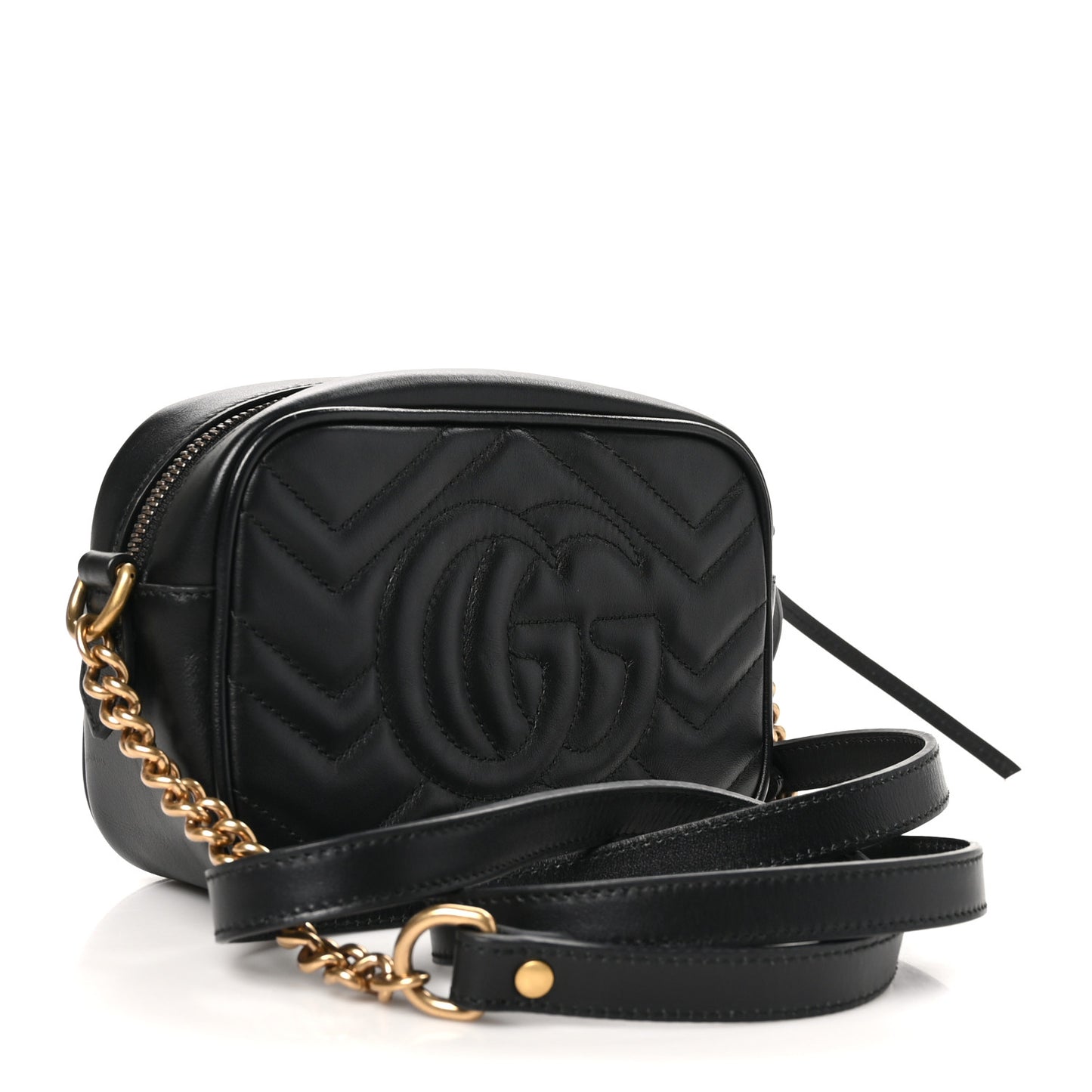 Calfskin Matelasse Mini GG Marmont Chain Shoulder Bag Black