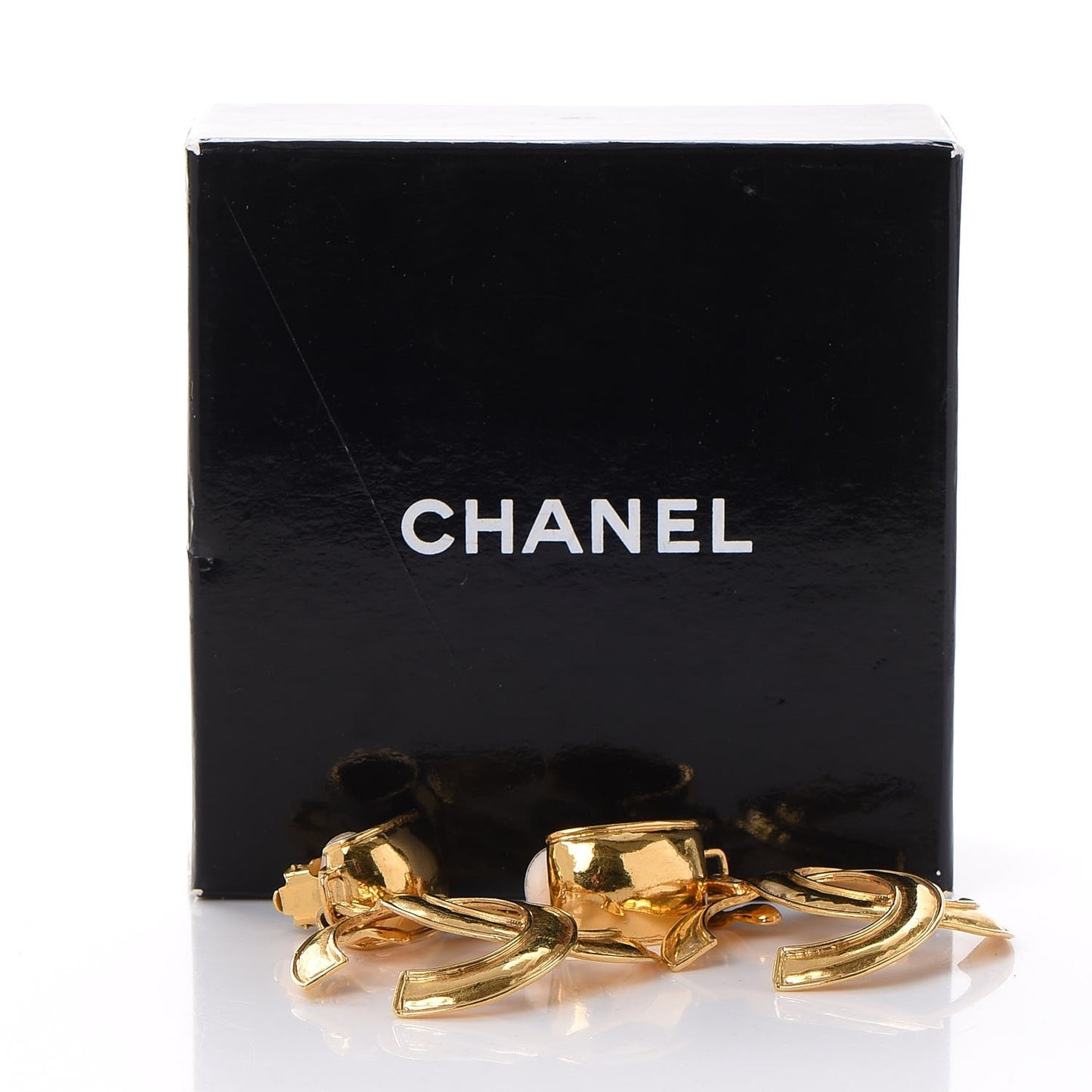 CC Large Drop Clip On Earrings Gold