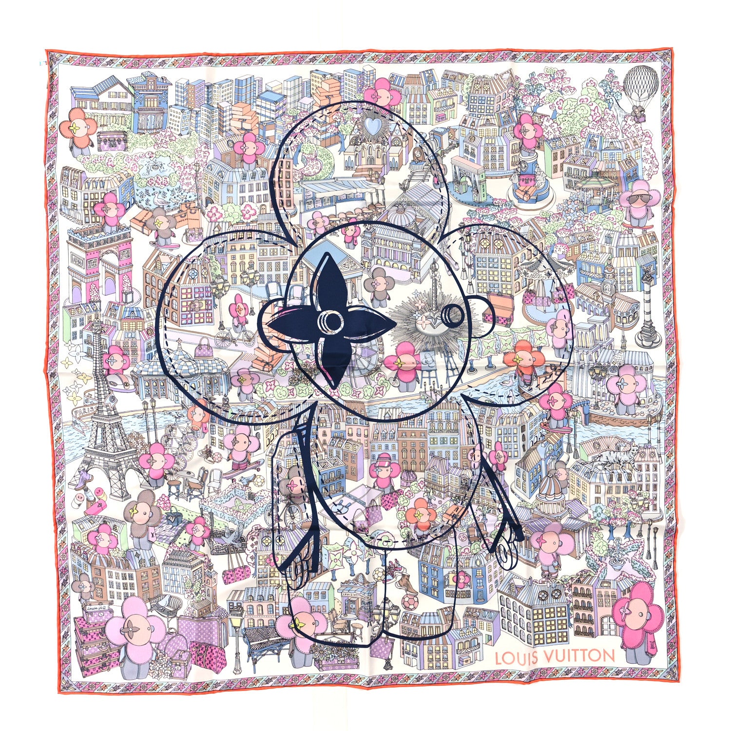 Louis Vuitton Silk Animation Paris 90 Scarf Rose Clair 1 of 3