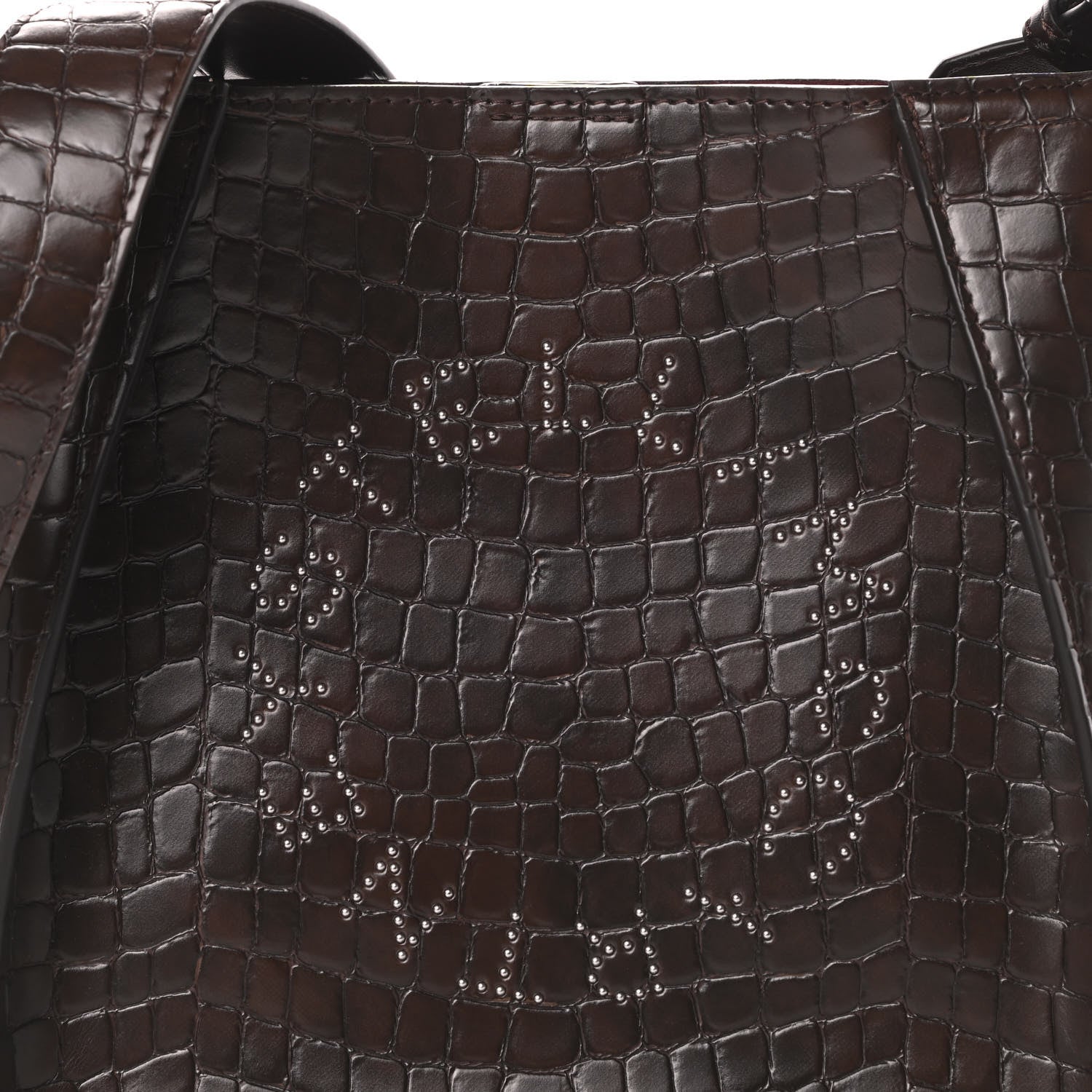 Stella McCartney Crocodile Embossed Studded Logo Mini Crossbody Mahogany 7 of 9