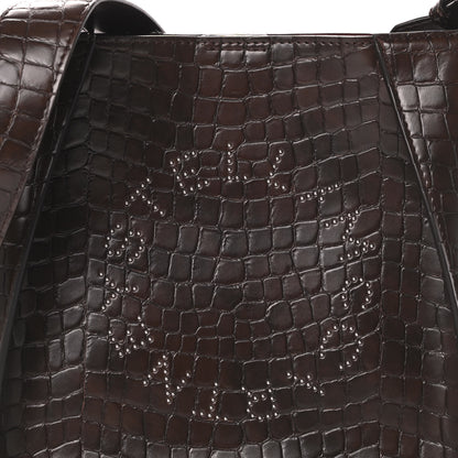 Stella McCartney Crocodile Embossed Studded Logo Mini Crossbody Mahogany 7 of 9