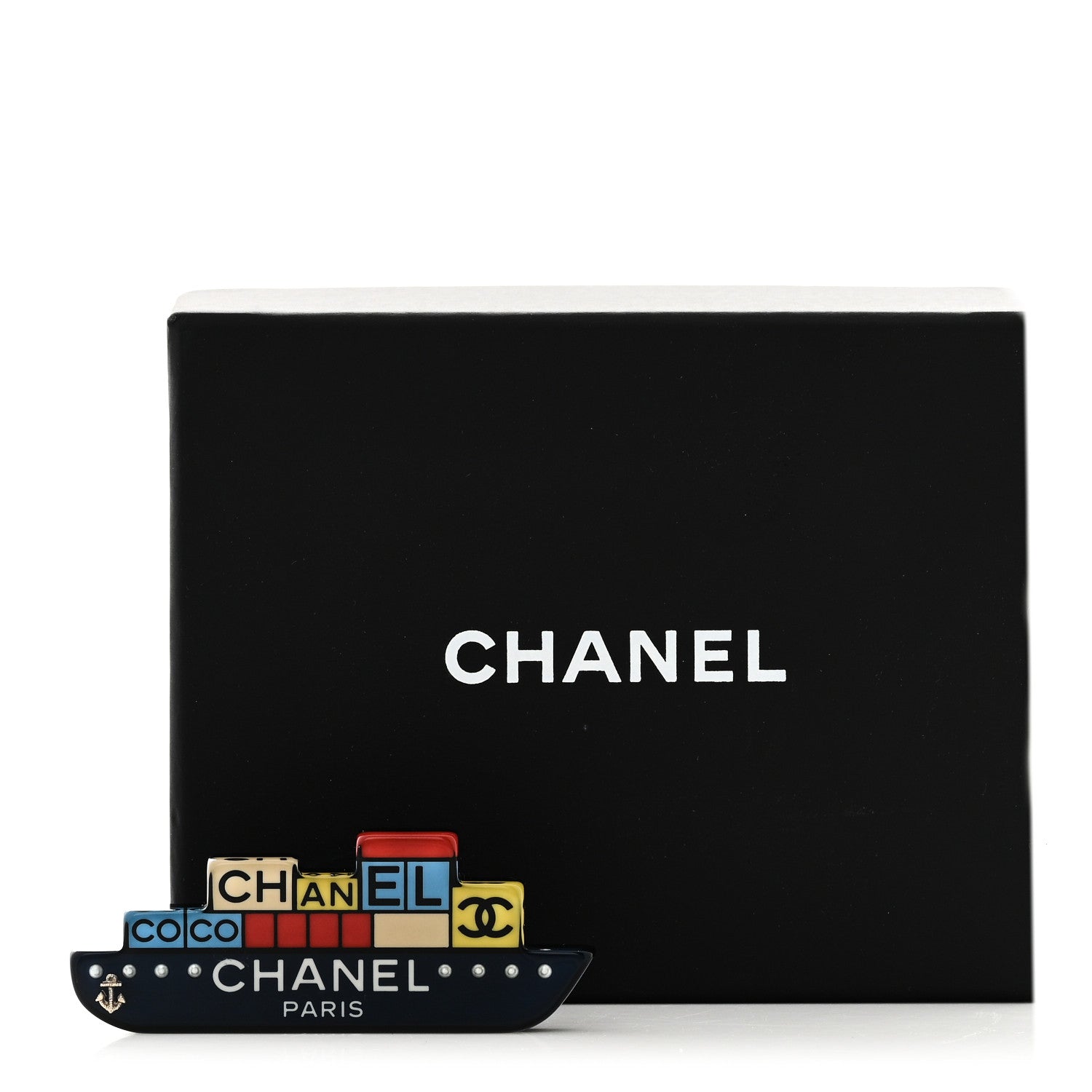 Chanel Resin CC Cruise Ship Brooch Multicolor 4 of 4