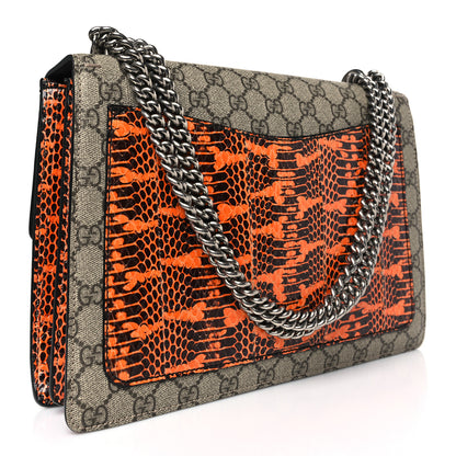 Gucci GG Supreme Monogram Snakeskin Elton Embroidered Medium Dionysus Shoulder Bag Beige Orange 3 of 9