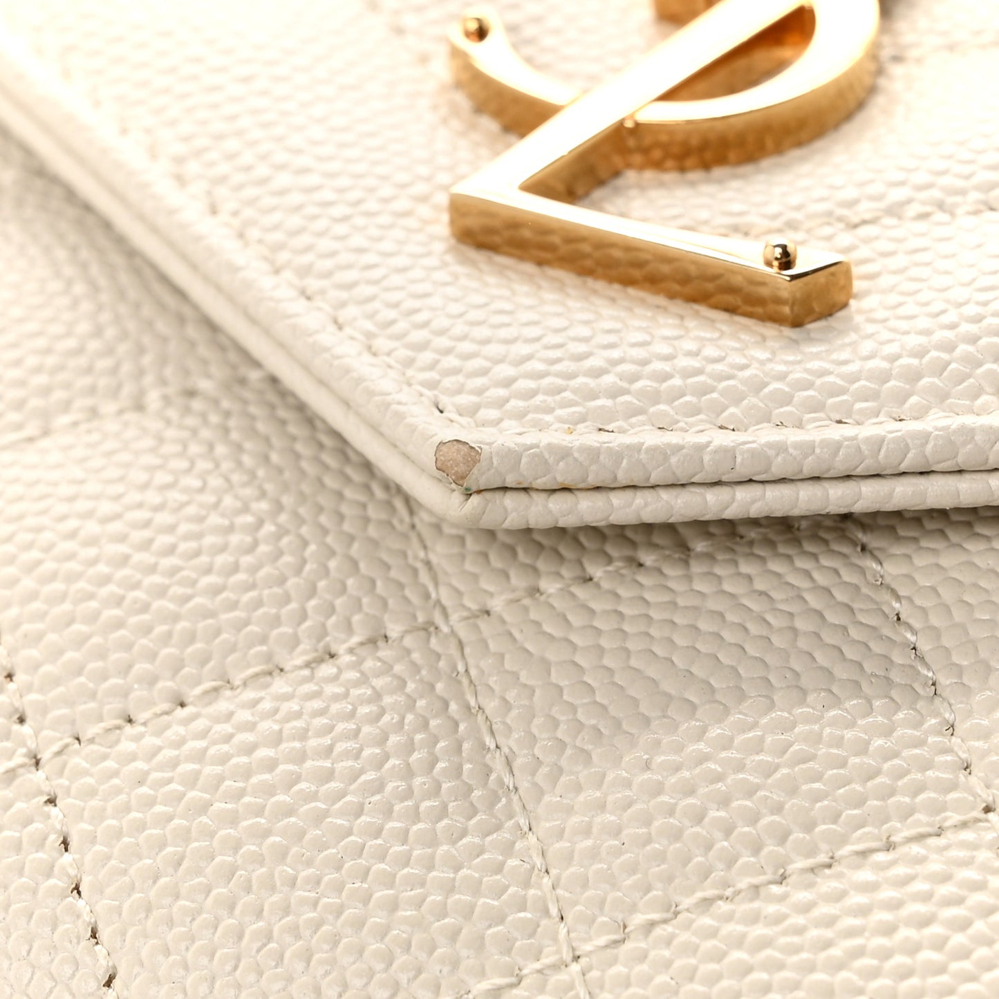 Grain De Poudre Mixed Matelasse Triquilt Monogram Chain Wallet Crema Soft