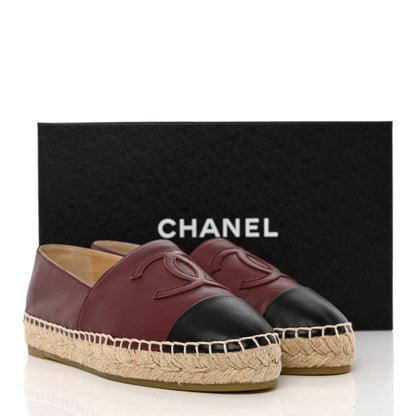Chanel Lambskin CC Espadrilles 37 Burgundy Black 9 of 9