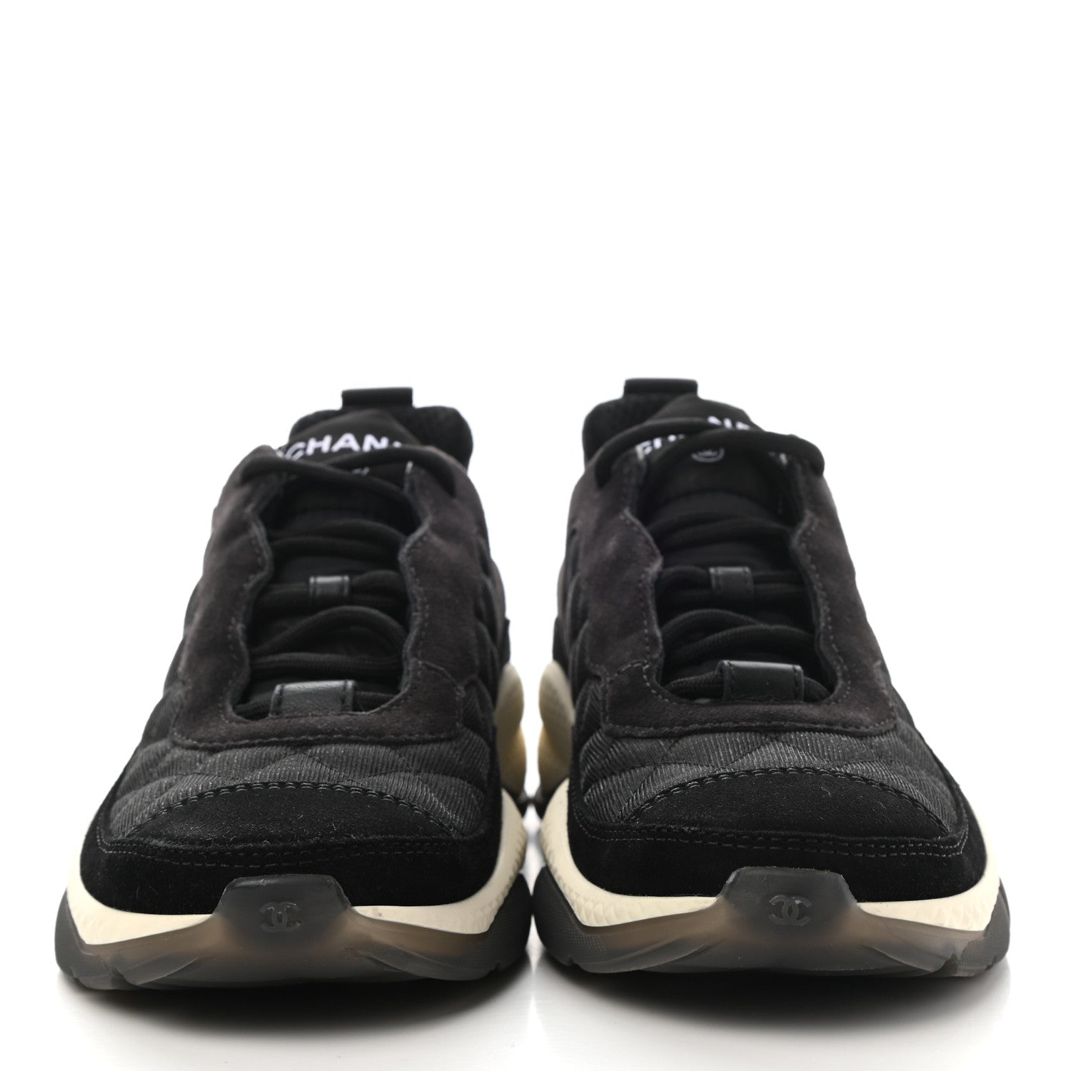 Chanel Mesh Suede Calfskin Quilted Sneakers 36 Black Dark Grey 2 of 10