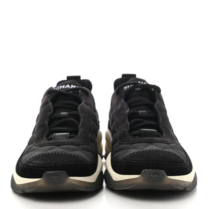 Chanel Mesh Suede Calfskin Quilted Sneakers 36 Black Dark Grey 2 of 10