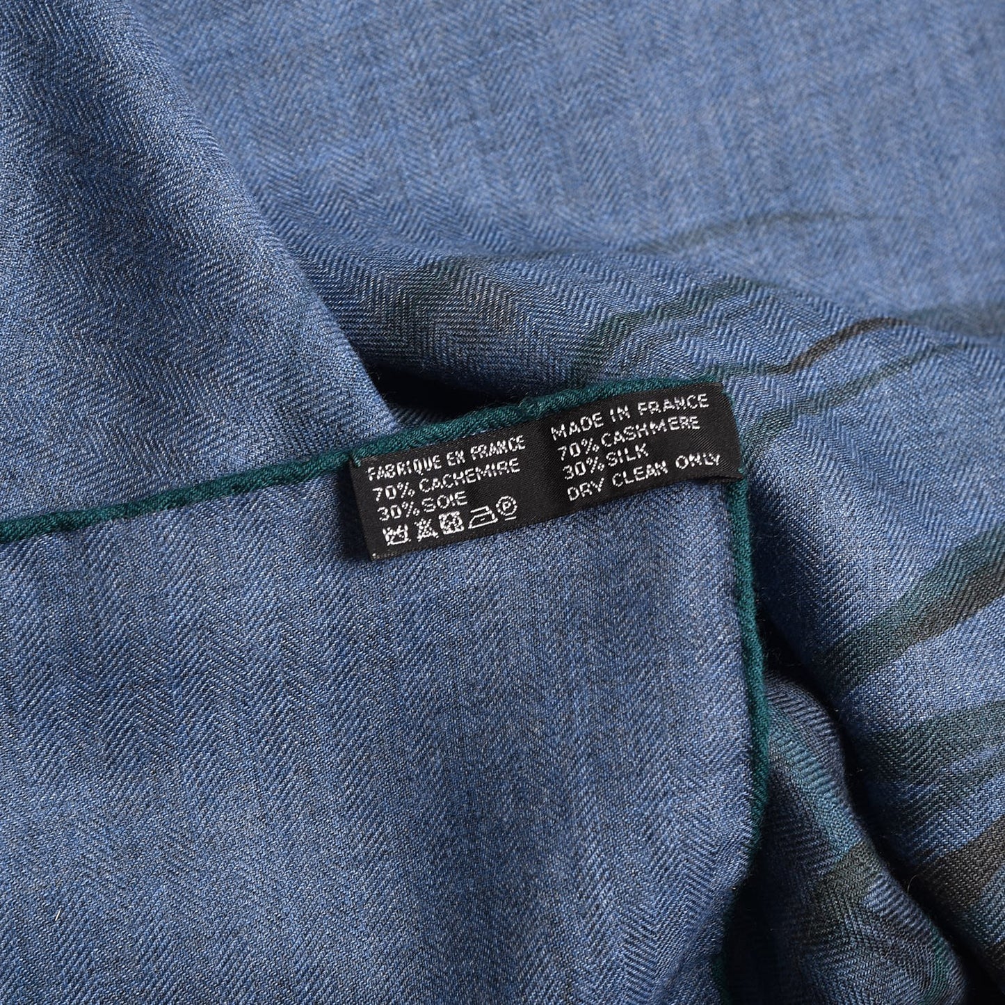 Cashmere Silk Panthera Pardus Shawl 140 Bleu Chine Anthracite Vert