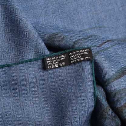 Hermes Cashmere Silk Panthera Pardus Shawl 140 Bleu Chine Anthracite Vert 5 of 5