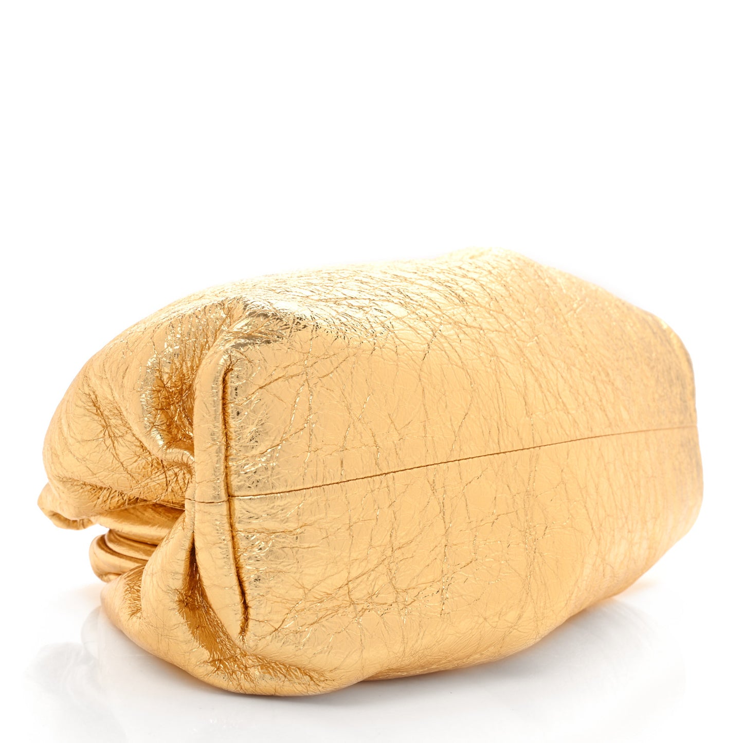 Metallic Crinkled Lambskin The Pouch Oversized Clutch Oro