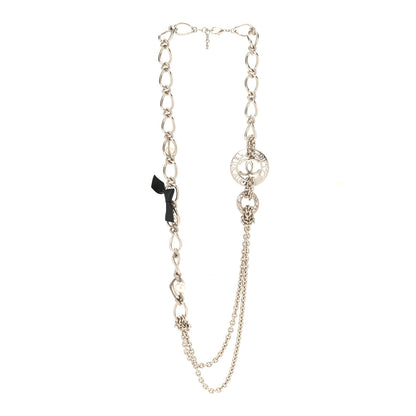 Chanel Metal Pearl Chain CC Paris Pendant Long Necklace Light Gold 3 of 6