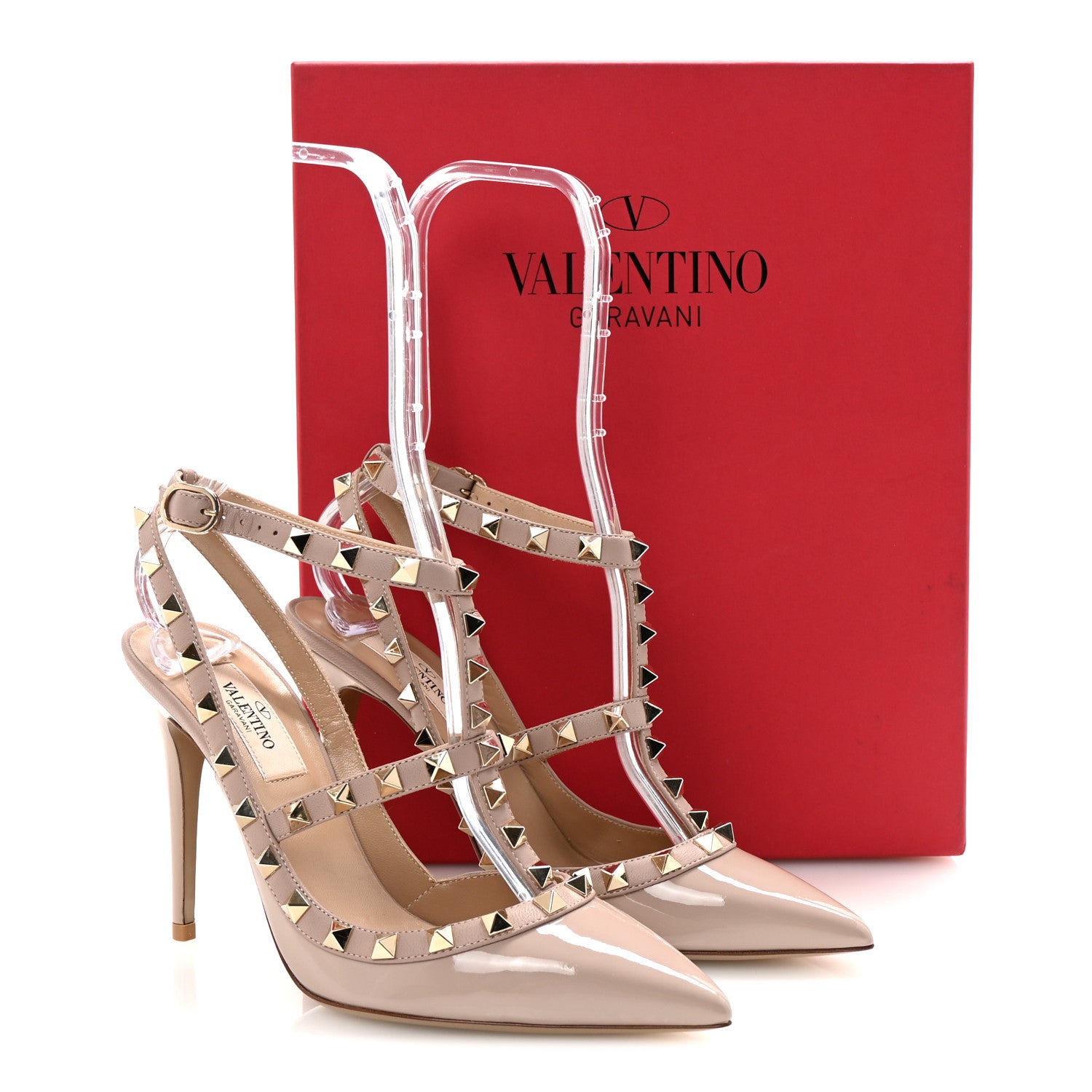 Valentino Garavani Patent Nappa Rockstud Ankle Strap 100mm Pumps 37.5 Poudre 9 of 9