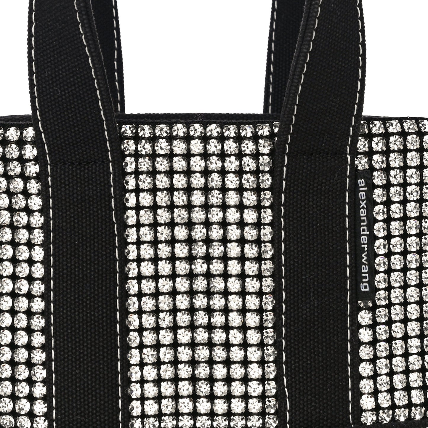 Mesh Crystal Rhinestone Mini Cruiser Tote Black Silver