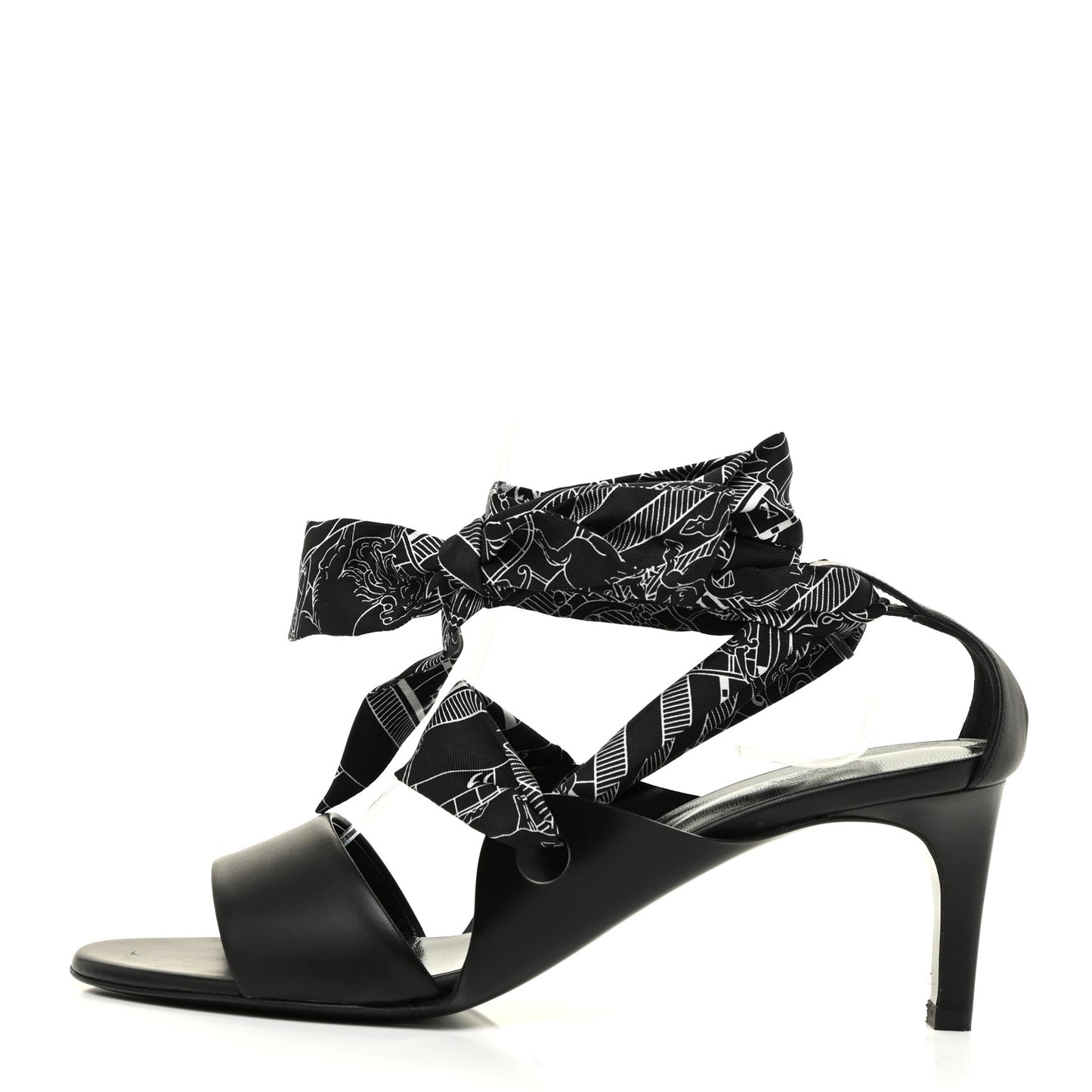 Calfskin Silk Torsade Sandals 39.5 Black