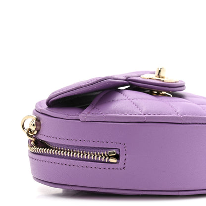 Chanel Lambskin Quilted CC In Love Heart Clutch With Chain Purple 10 of 11