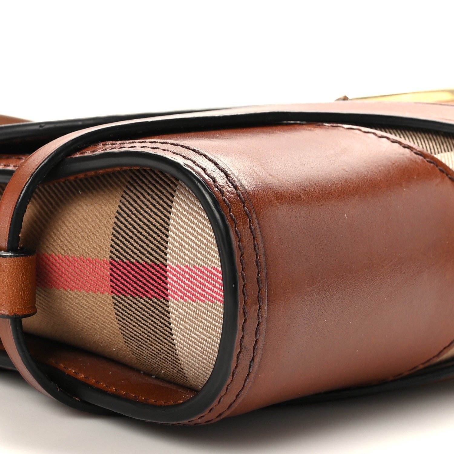Burberry House Check Bridle Calfskin Small Abbott Crossbody Bag Tan 8 of 11