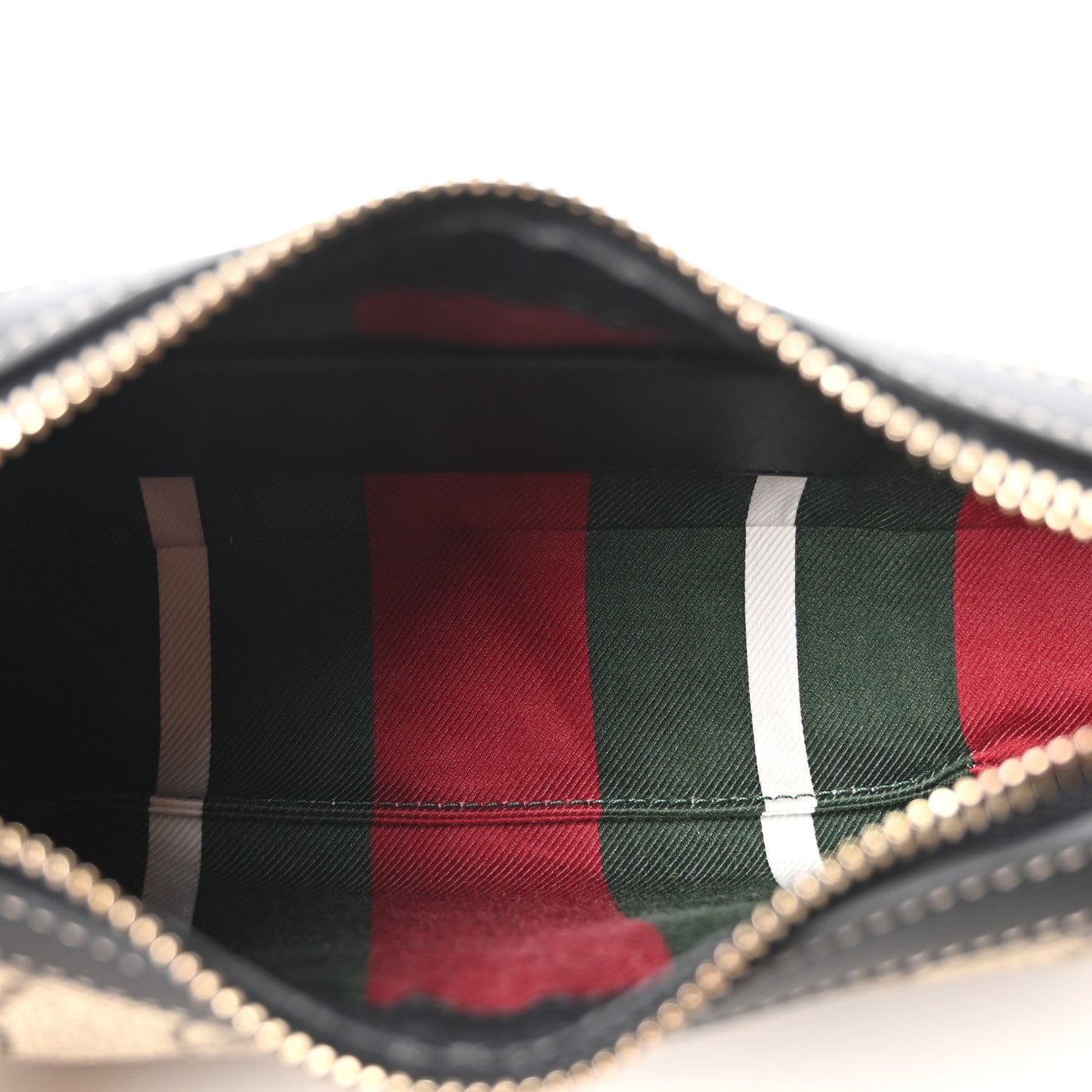 Gucci GG Supreme Monogram Textured Calfskin Small Emblem Shoulder Bag Beige Black 5 of 10