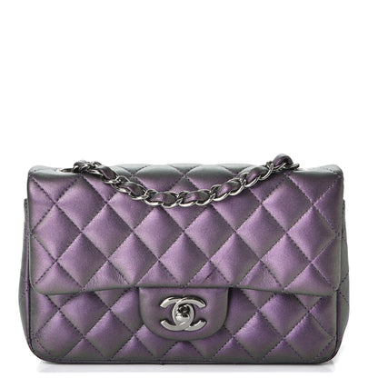 Chanel Metallic Lambskin Quilted Mini Rectangular Flap Purple 1 of 12
