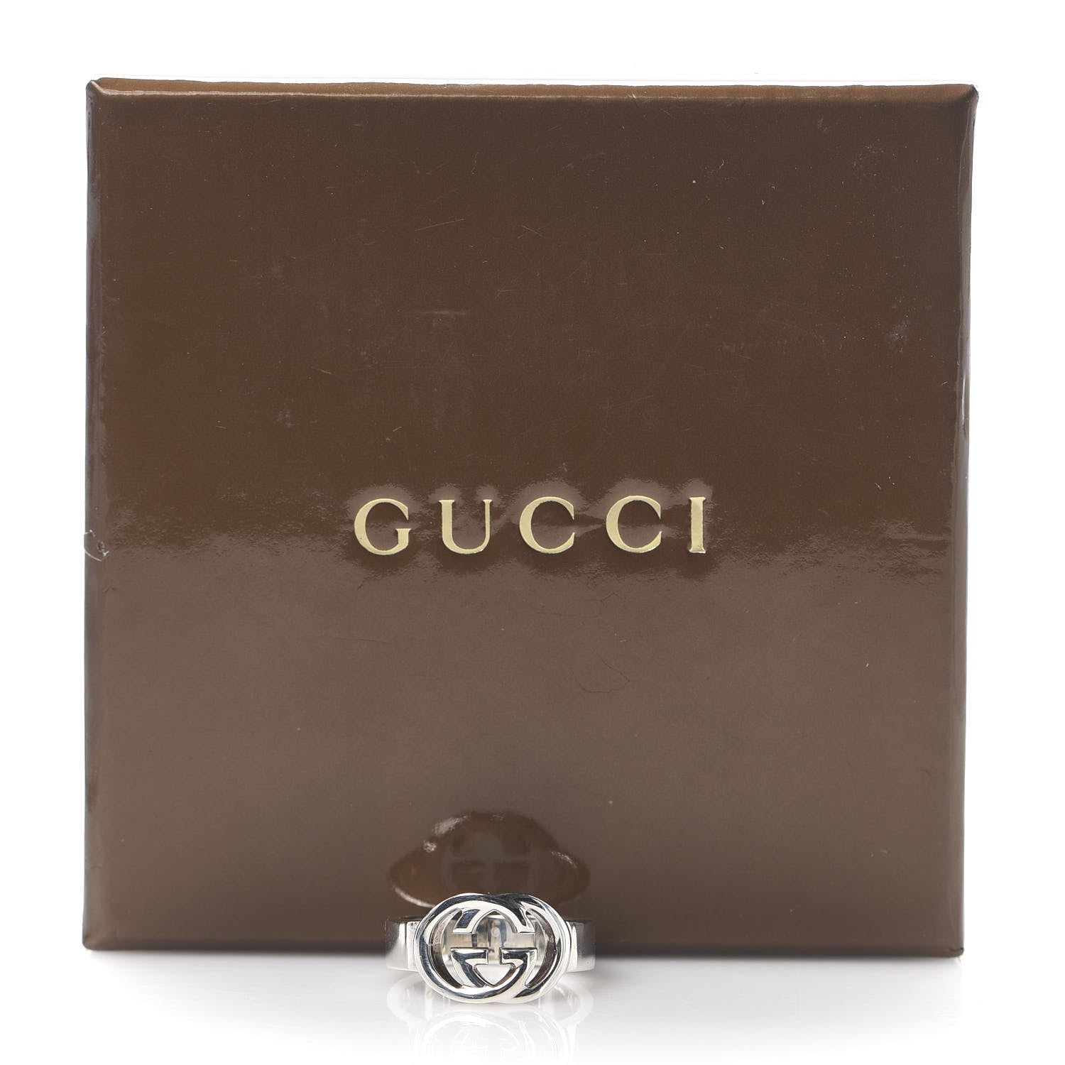 Gucci Sterling Silver Interlocking G Ring 54 6.75 7 of 7