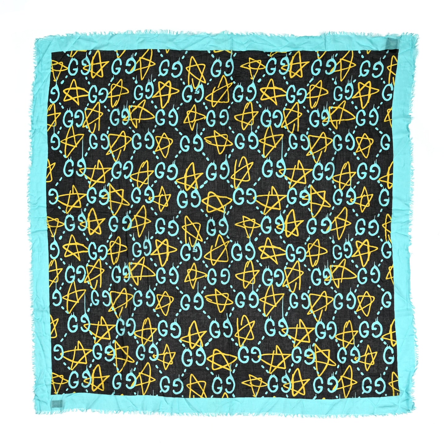 Modal Silk GucciGhost Print Shawl Black Multicolor