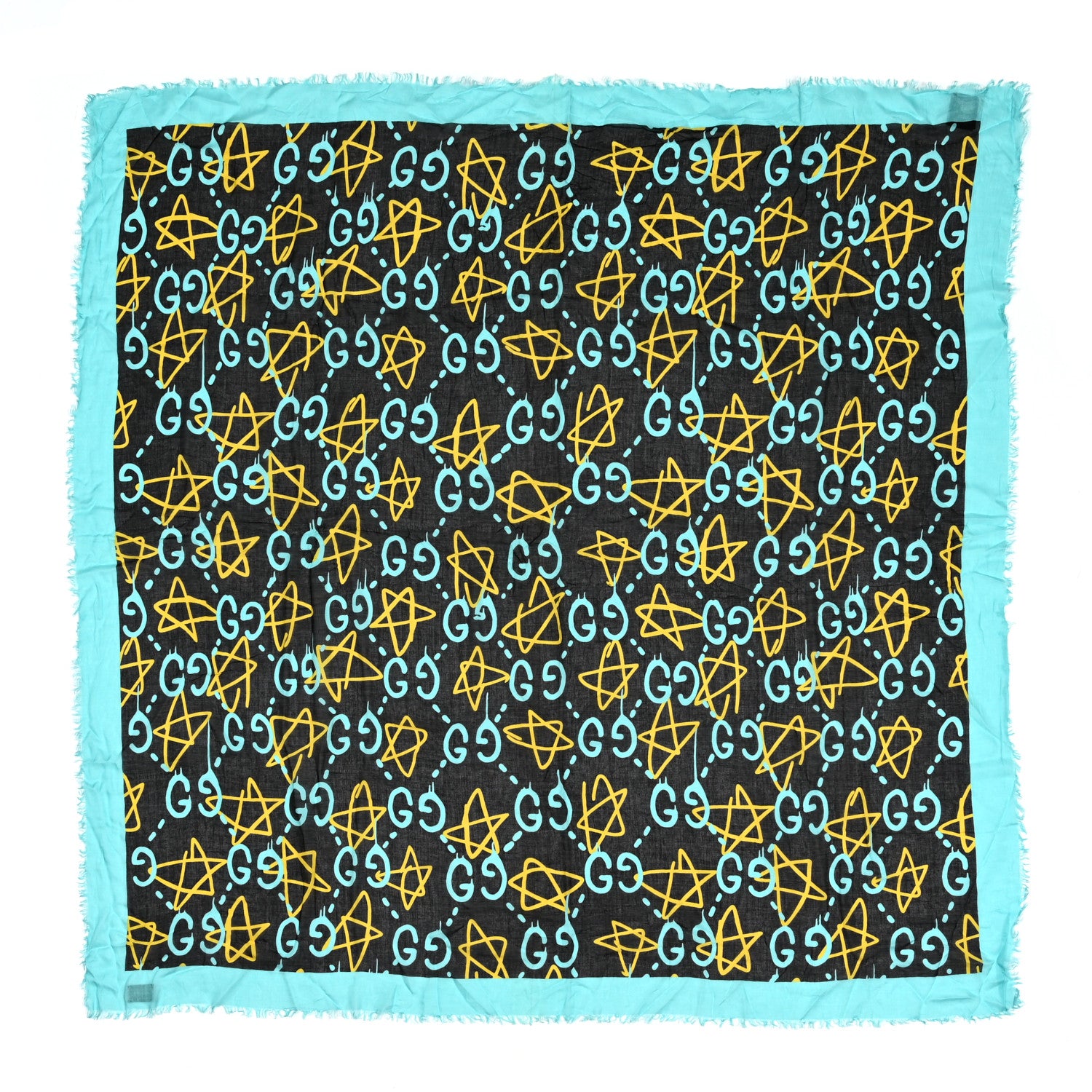 Gucci Modal Silk GucciGhost Print Shawl Black Multicolor 1 of 3