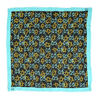 Gucci Modal Silk GucciGhost Print Shawl Black Multicolor 1 of 3