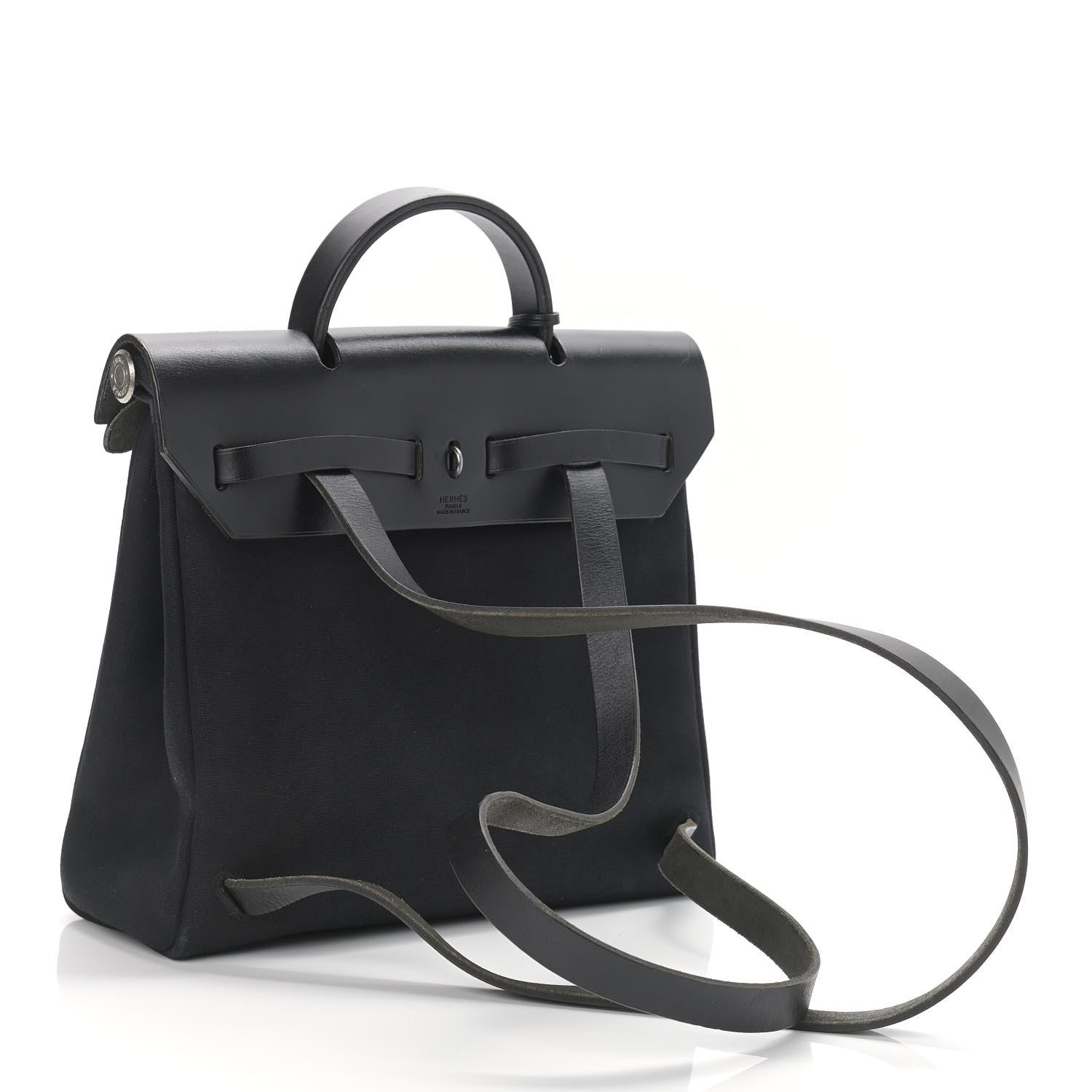 Hermes Toile Vache Calfskin Herbag 30 PM Backpack Black 3 of 16