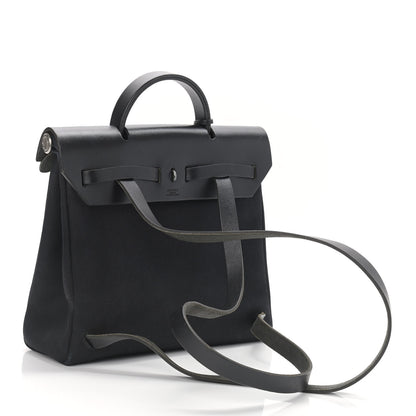 Hermes Toile Vache Calfskin Herbag 30 PM Backpack Black 3 of 16