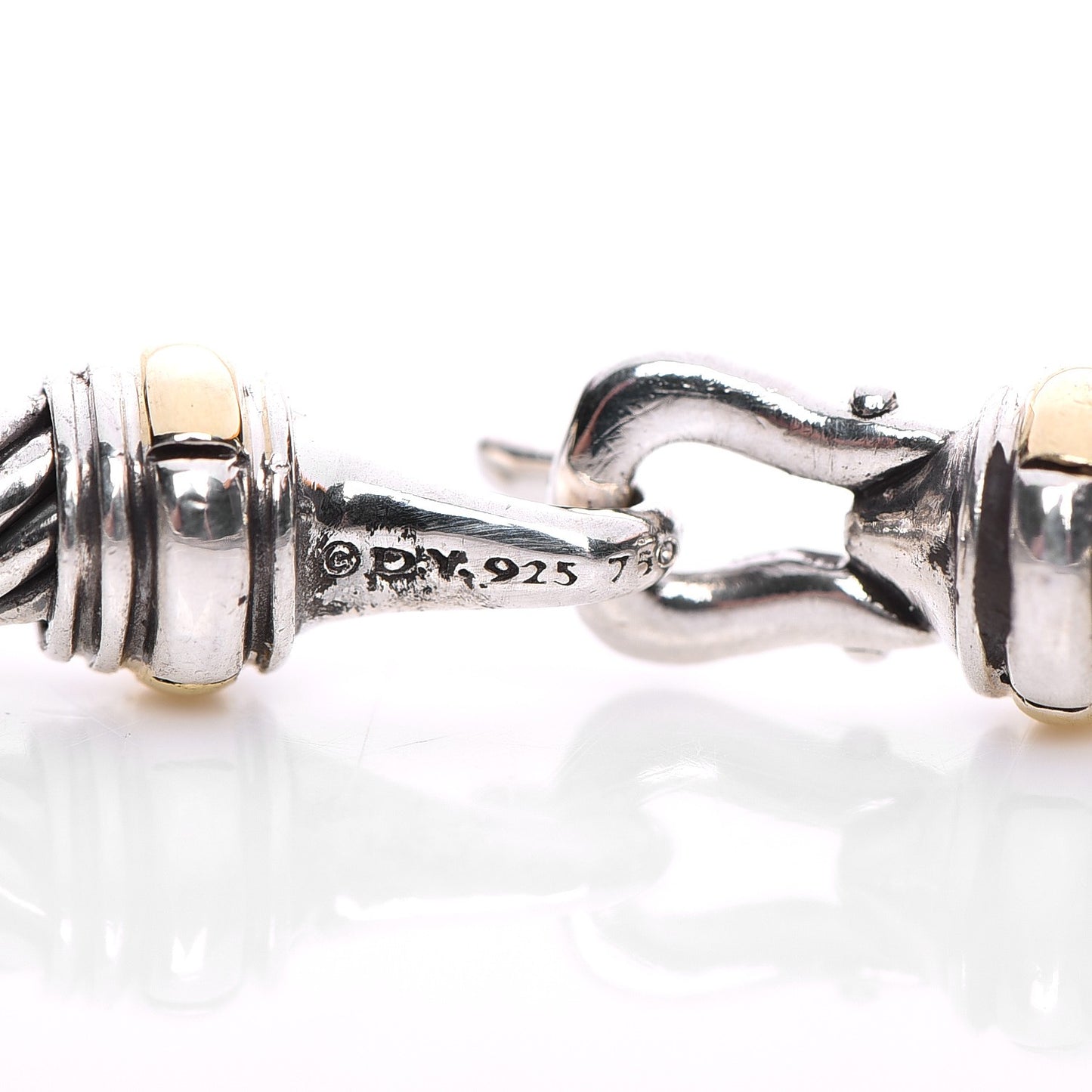 Sterling Silver 18K Yellow Gold 4mm Cable Buckle Bracelet