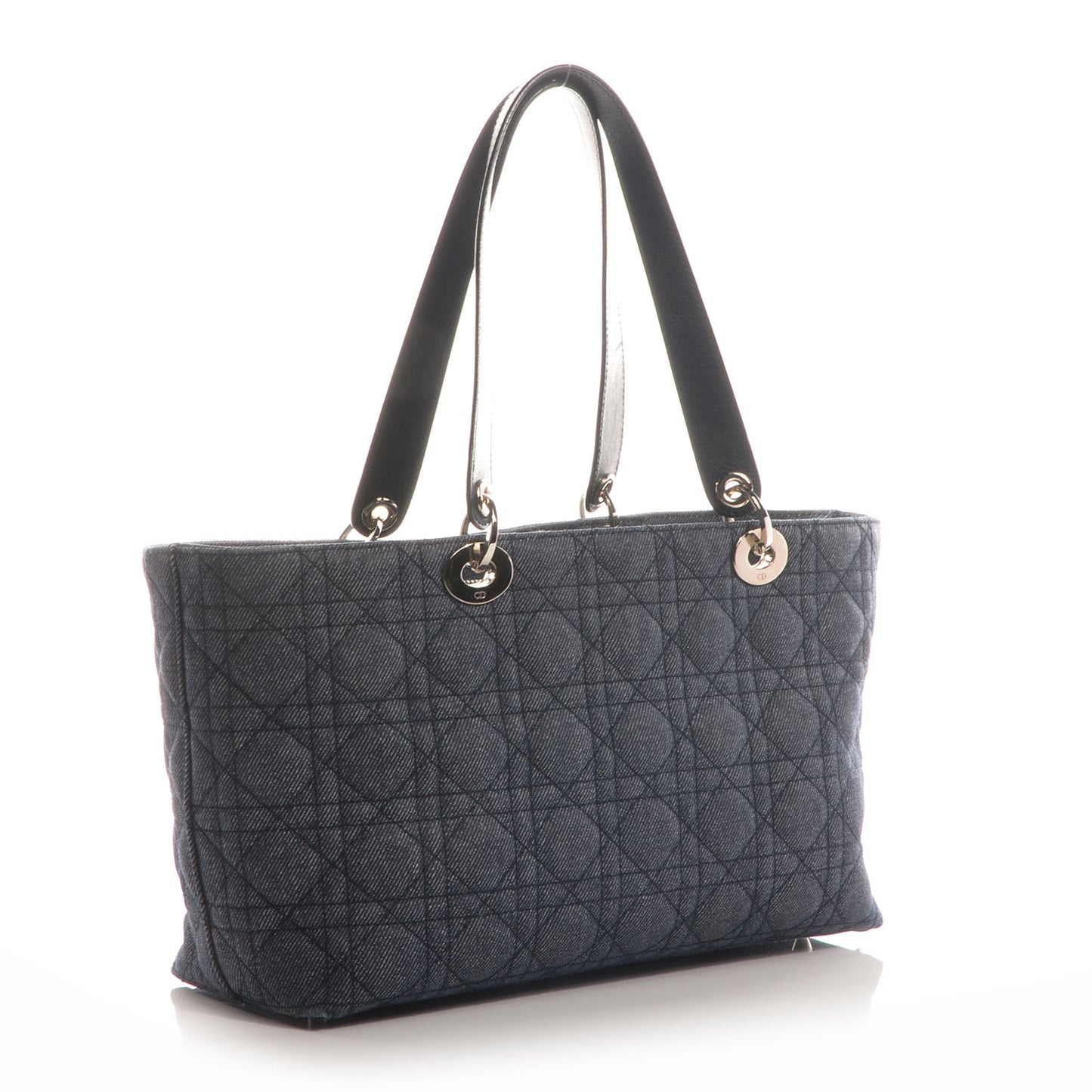 Denim Cannage Lady Dior Shopper Tote Blue