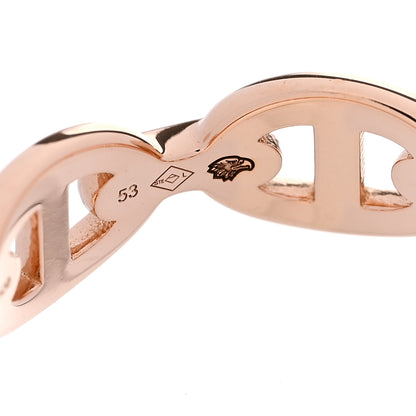 Hermes 18K Rose Gold PM Chaine d'Ancre Enchainee Ring 53 6.5 7 of 8