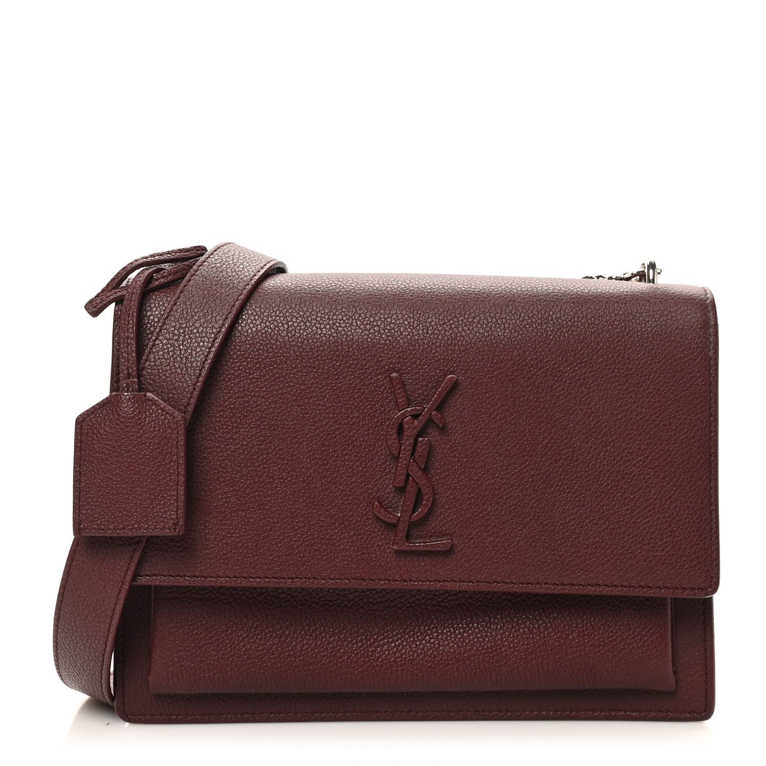 Saint Laurent Calfskin Monogram Medium Sunset Satchel Rouge Legion 1 of 9