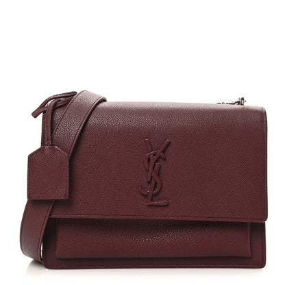 Saint Laurent Calfskin Monogram Medium Sunset Satchel Rouge Legion 1 of 9