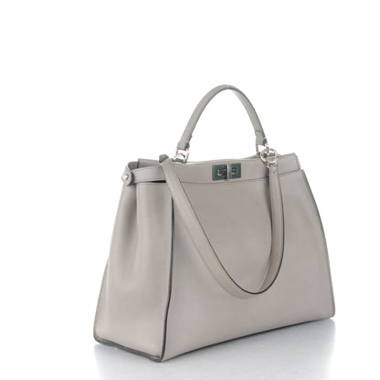 Fendi Vitello Dolce Marmol Large Peekaboo Iconic Satchel Asfalto Verde Salvia 3 of 8