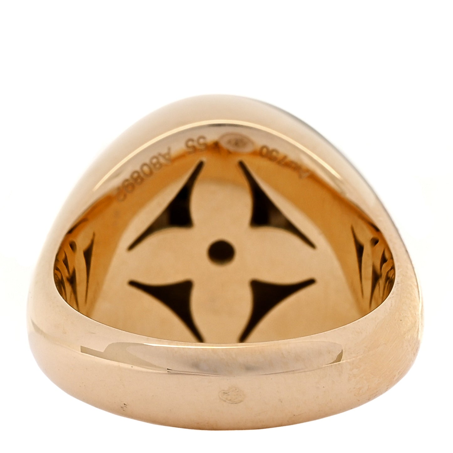 18K Yellow Gold Diamond B Blossom Signet Ring 55 7.25