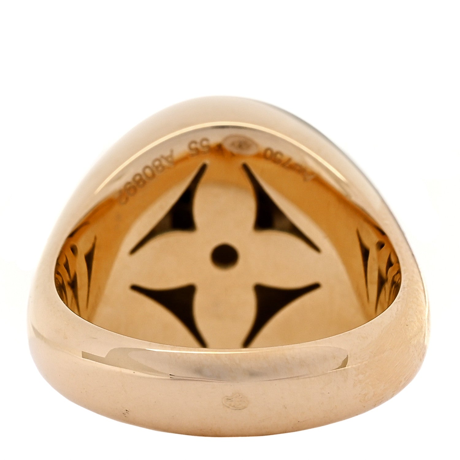 Louis Vuitton 18K Yellow Gold Diamond B Blossom Signet Ring 55 7.25 3 of 5