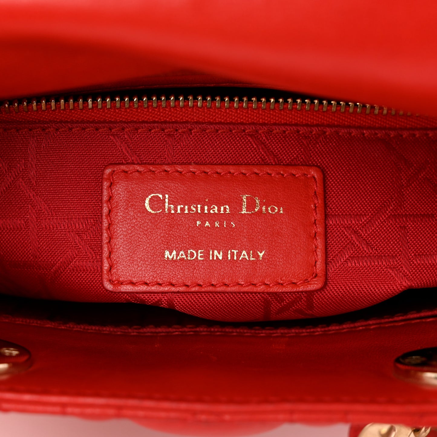 Lambskin Cannage Small Lucky Badges My Lady Dior Red