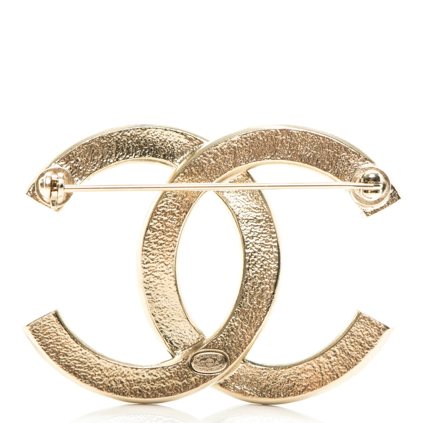 Enamel CC Brooch Gold Red Blue