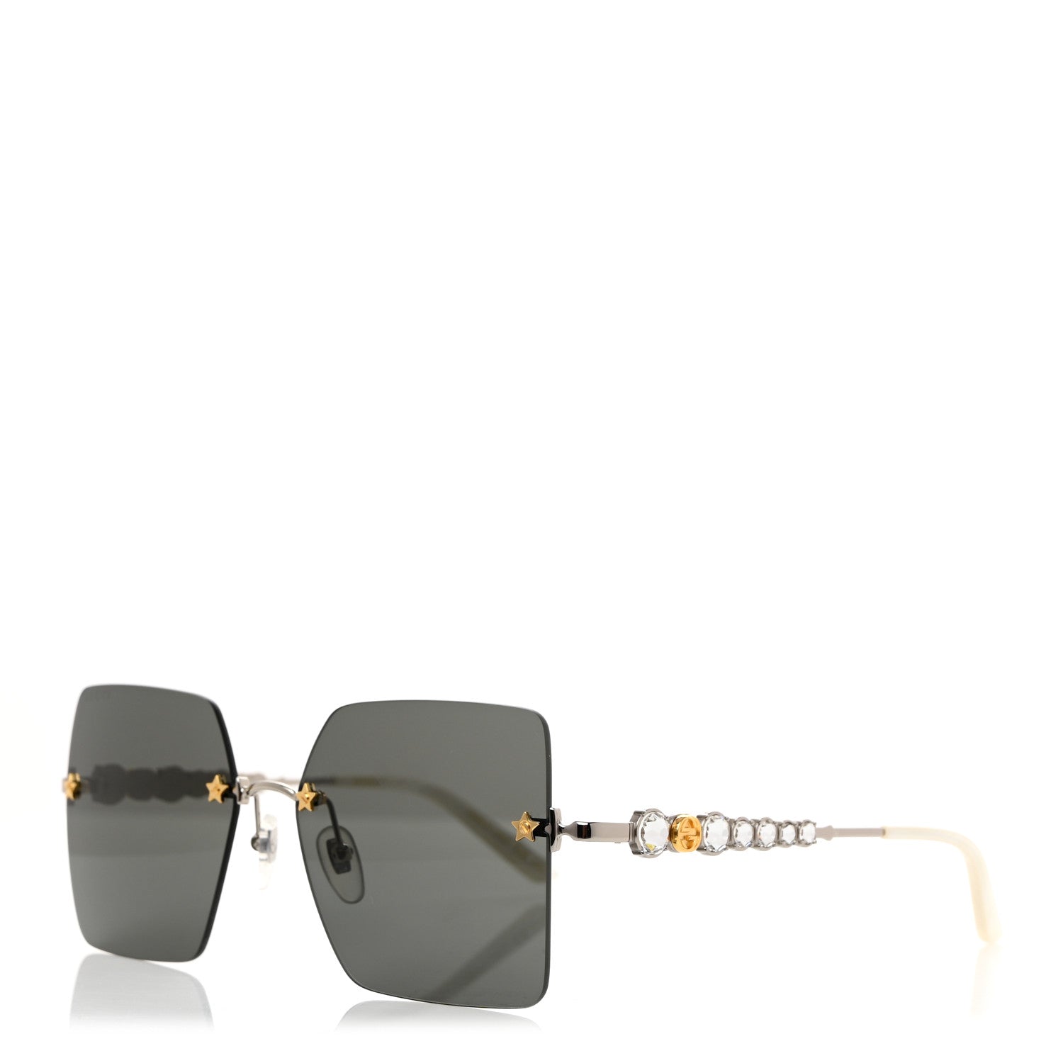 Gucci Crystal Metal Sunglasses GG0644S Black Silver 1 of 7
