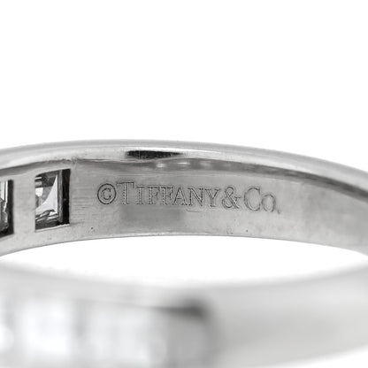 Tiffany Platinum Diamond Square Cut Half Circle Wedding Band Ring 46 3.75 4 of 5