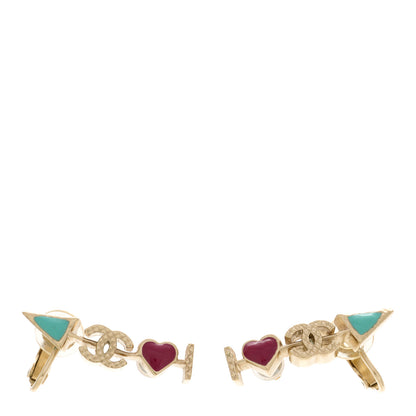 Chanel Enamel I Heart CC Earrings Gold 1 of 5