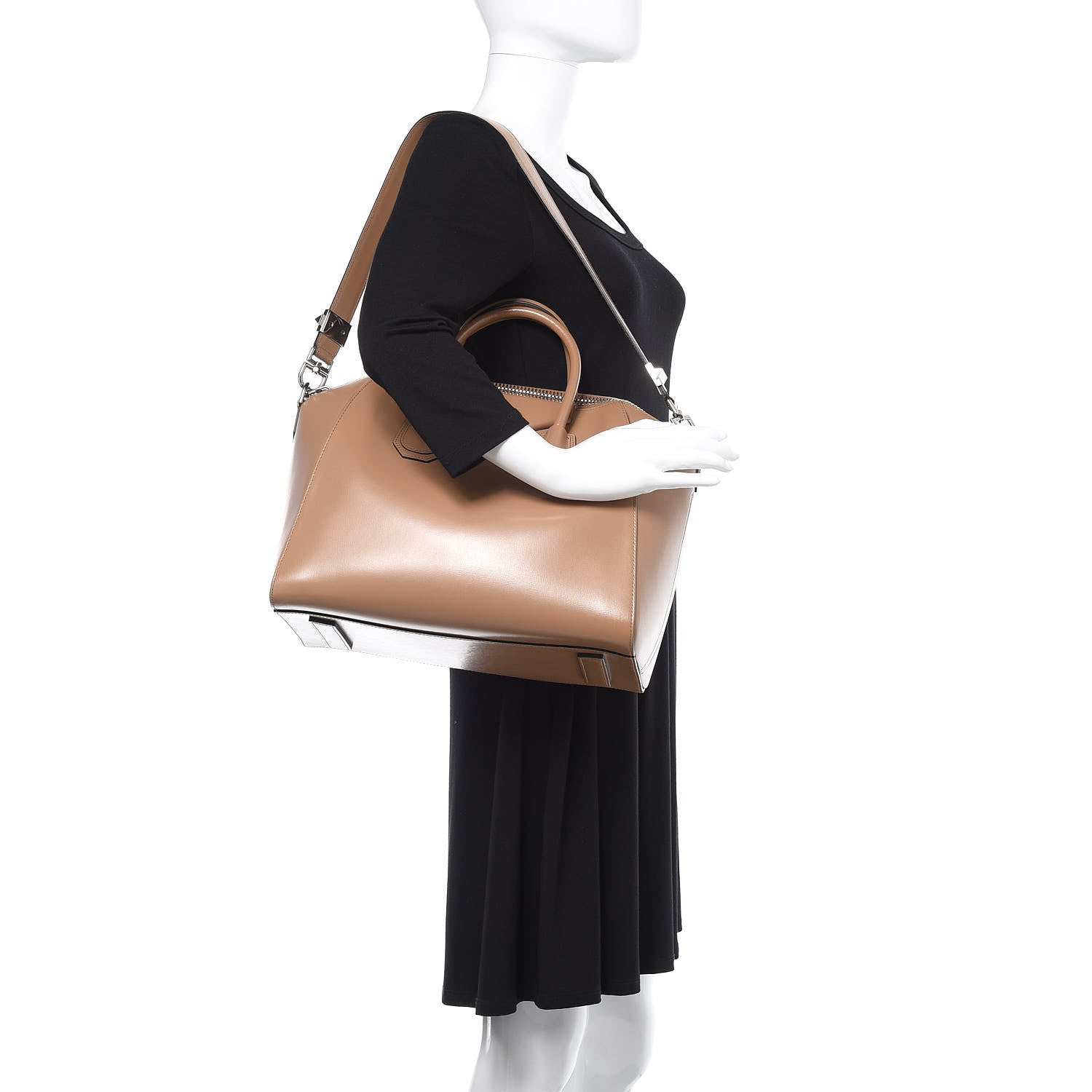 Givenchy Shiny Lord Calfskin Medium Antigona Dark Beige 2 of 11