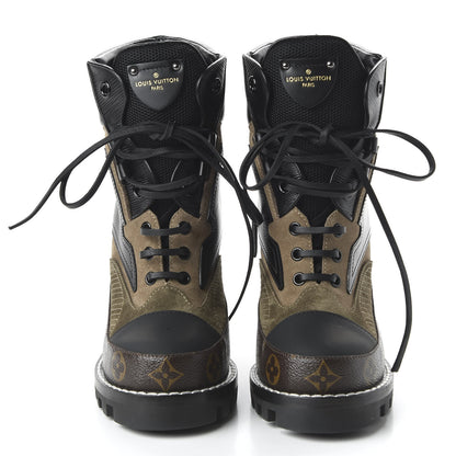 Louis Vuitton Suede Calfskin Monogram Star Trail Ankle Boots 39 Khaki 2 of 9