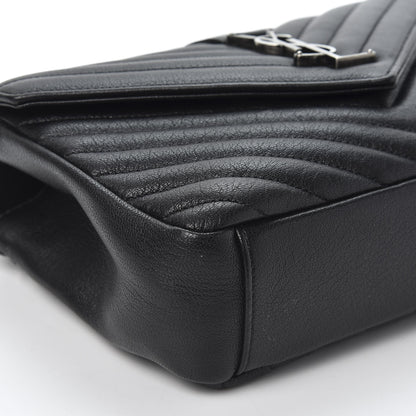 Saint Laurent Sheepskin Matelasse Chevron Monogram Medium College Bag Black 5 of 10