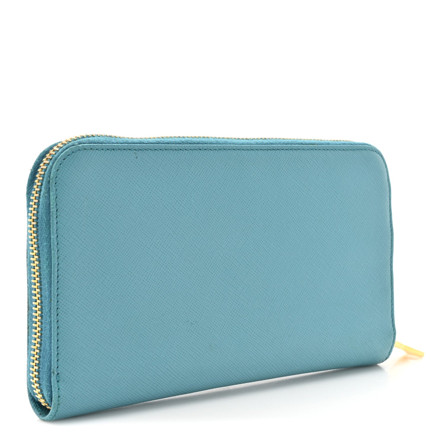 Prada Saffiano Metal Zip Around Wallet Turchese Talco 3 of 12