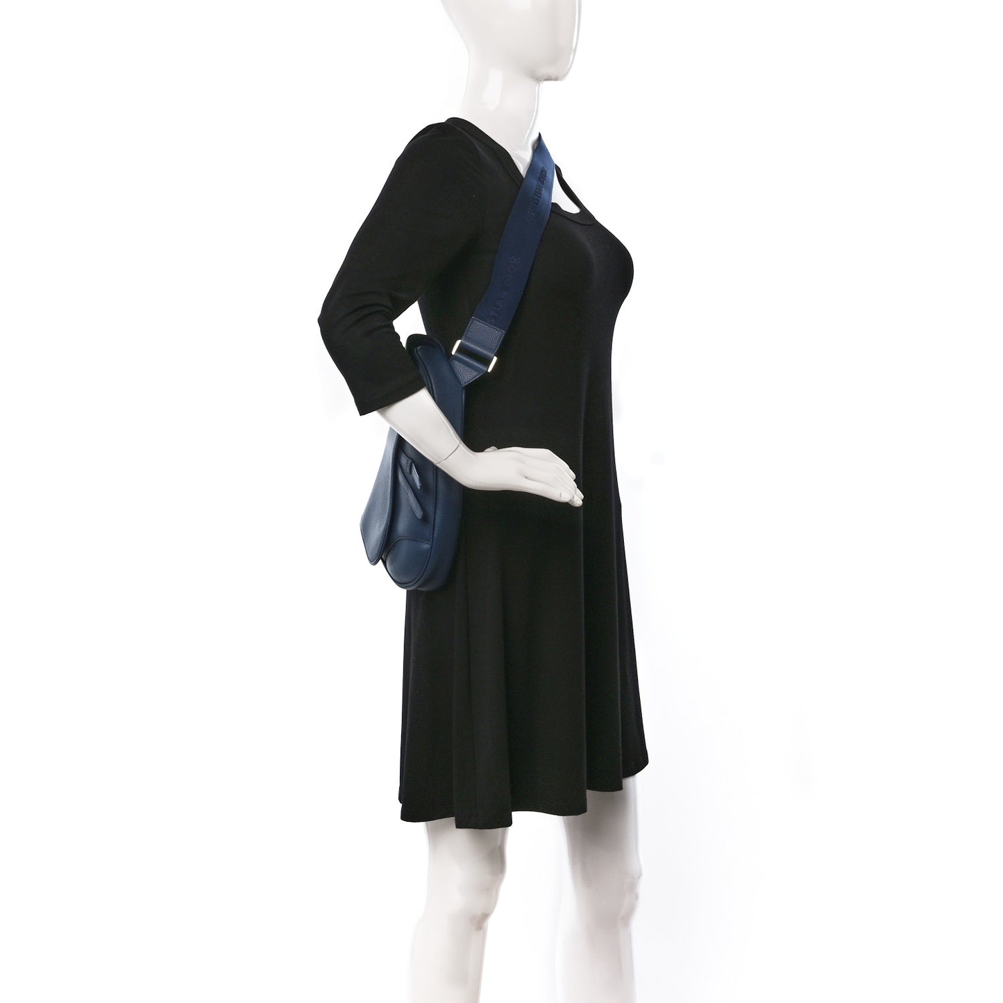 Grained Calfskin Mens Saddle Bag Navy Blue