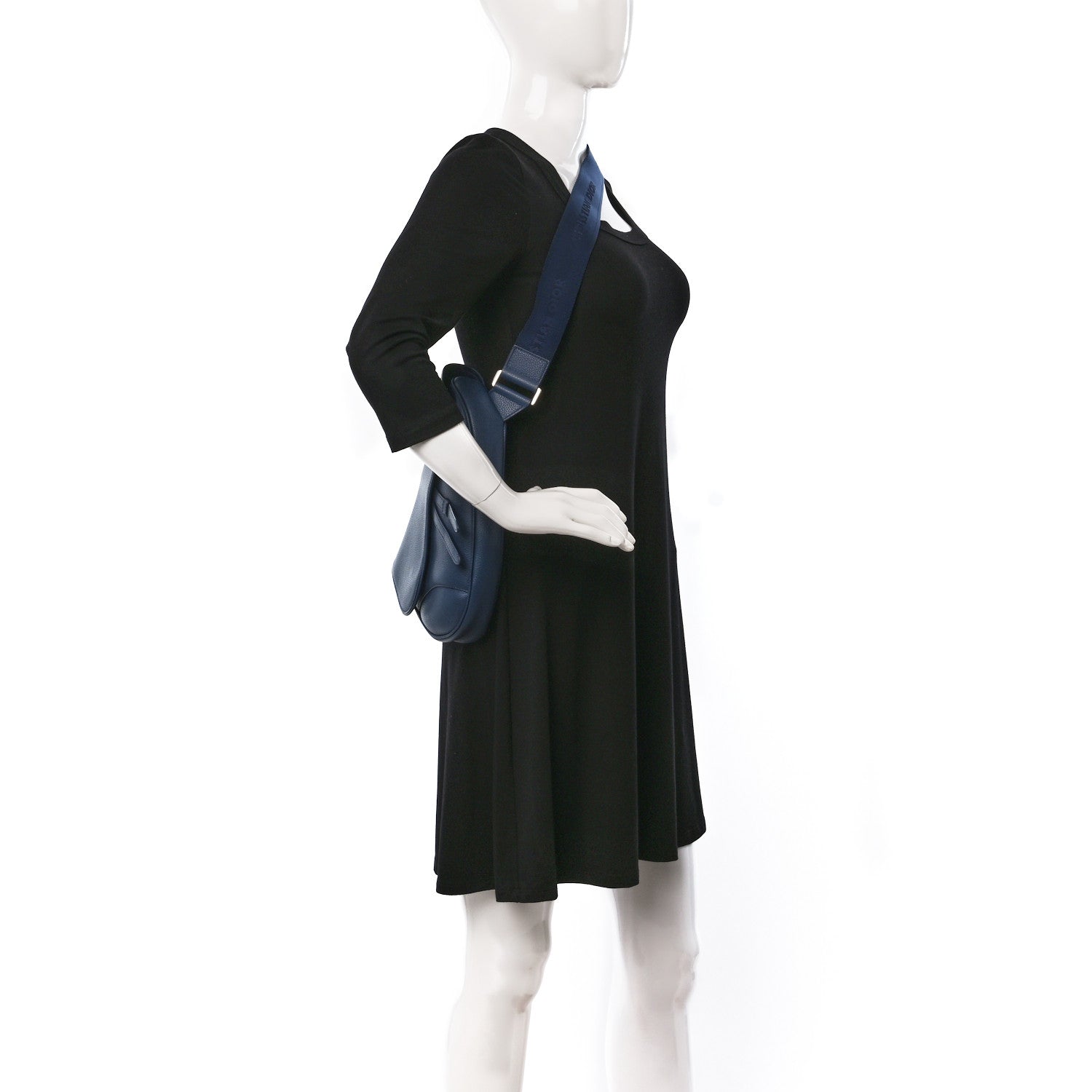 Christian Dior Grained Calfskin Mens Saddle Bag Navy Blue 2 of 11