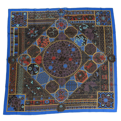 Hermes Cashmere Silk Collections Imperiales Shawl 140 Bleu Liedevin Mordore 1 of 8