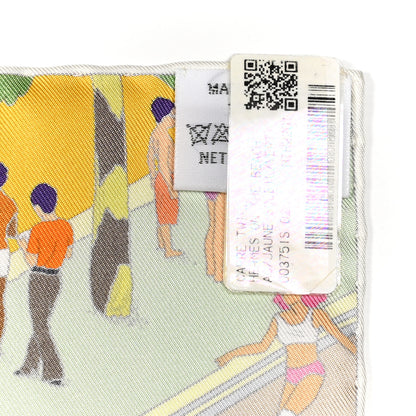 Hermes Silk On The Beach Scarf 90 Jaune Soleil Vert Multicolor 3 of 6