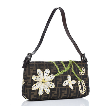 Fendi Zucca Flower Applique Baguette Tobacco 3 of 12